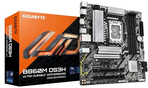 GIGABYTE B860M DS3H Motherboard - Intel Core Ultra Series CPUs, 5+1+2+1 Phases VRM, up to 9066MHz DDR5, 1xPCIe 5.0 + 1xPCIe 4.0 M.2, 2.5GbE LAN, USB 3.2 Gen 2