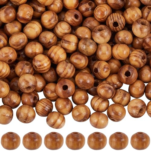 GORGECRAFT 200 Stück Holzperlen 8mm Natürliche Runde Holzperle Kleine Burlywood Perlen Lose Holzperlen Bastelperlen Für Armbänder Halsketten Haarschmuckherstellung Hängende Girlanden DIY Heimdekorati