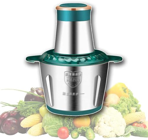 OZTYSGXM Picadora de Carne EléCtrica de Cocina, Batidora de Acero Inoxidable, Picadora de Alimentos, 2 Velocidades/Interruptor Libre, Picadora Carne para Carne Pescado Verduras,3L