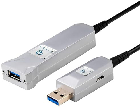 FIBBR USB A to A Active Extension Cable 30M, 5Gbps USB 3.2 Gen 1 Fiber Optic Cable with USB 2.0 Charging Interface, Ultra Long Transmission Suitable for Printers, Scanners, Machine Vision Systems