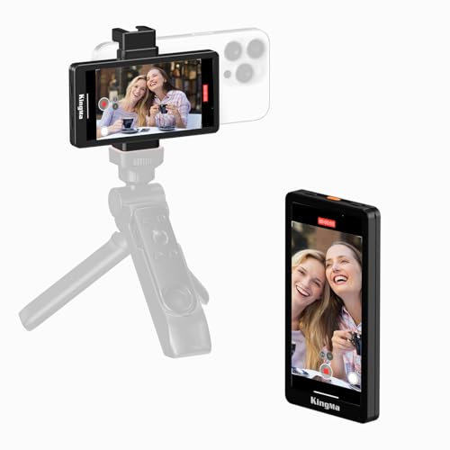 King Ma 5 Phone Vlog Selfie Monitor Screen,Vlog Screen for iPhone Back Camera,Teleprompter with Magnetic Phone Clip & Bluetooth Remote for Vlog Live Stream TikTok,Support 4K 30fps Wired Recording