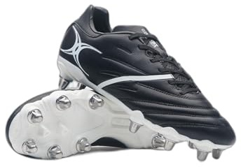 Gilbert Sidestep X20 PWR 6S Rugby Boot - Black/White, Black/White, 5.5 UK