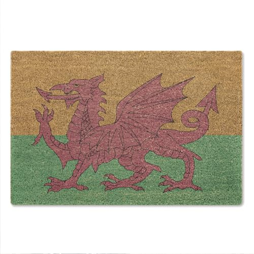 A1 Graphics Ltd Wales Flag Doormat Welcome Mat for Indoor or Outdoor Use Non-Slip Welsh Flag Entrance Rug Patriotic Home Decor Gift
