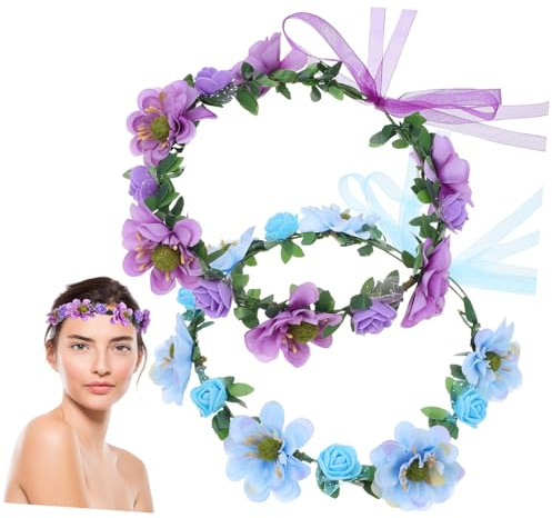 Blumenkranz mit Schleifen, 2 Stück Stoff Boho Haarschmuck für Hochzeit