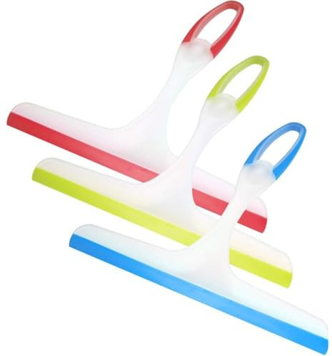 Window Squeegee for Glass Cleaning, Pack of 3, Silicone Blade | Streak Free, For Shower Screen, Bathroom Glass Doors, Mirrors, For Car Windscreen, For Tiles and Kitchen Surfaces