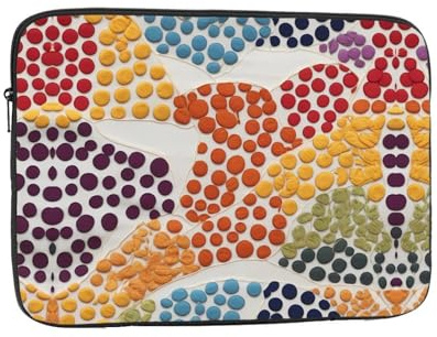 Rainbow Polka Dot Stitch 15 inch Print Laptop Case, Business/Office Commuter Laptop Case
