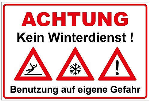 Schild Kein Winterdienst aus Alu/Dibond 200x140 mm - 3 mm stark mit Warnsymbolen