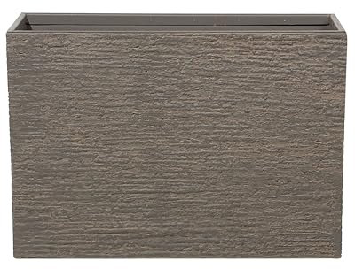 Beliani Haut Cache-Pot Marron Rectangulaire 34 x 80 x 56 cm Bac à Fleurs en Pierre et Polyrésine au Design Moderne Idéal pour Extérieur et Intérieur