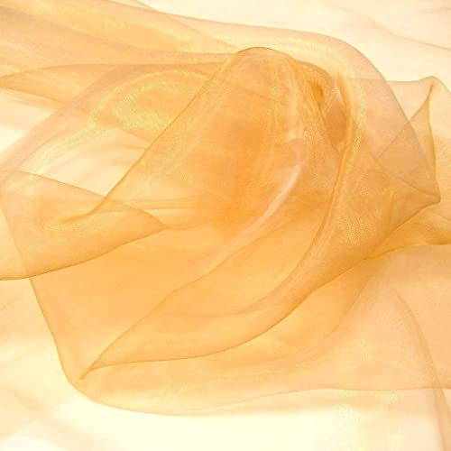 TOLKO 1m Organza Stoffe zum Nähen Meterware | Hauch Zart, Fein, Durchsichtig | zum Dekorieren Basteln 145cm breit | leichter Glanz Stoff für Gardine Vorhänge Tischdecken Deko Schals (Orange Beige)