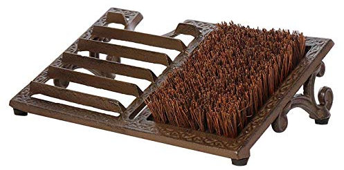 Free Standing Cast Iron Doorstep Boot Brush & Scraper Recycled Metal & Sustainably Sourced Coir Fibre Bristle Shoe Brush Doormat