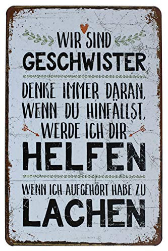 Hioni WIR SIND Geschwister Helfen Lachen Vintage Blechschild Poster Wandschild Wand Dekoration Metallschild Türschild