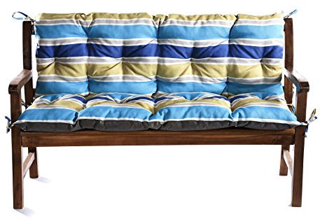 Gutekissen® Bankkissen, Sitzkissen, Gartenkissen, Steppkissen, Doppelkissen, Sitzmöbel, Gartenschaukel, Gartenmöbel L (180x60x50, Gelb-Blau 1)