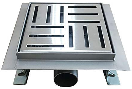 Duschrinne 15x15 cm Quadratisch Bodenablauf Randablauf aus Edelstahl sehr flach – in 4 Größen Q3