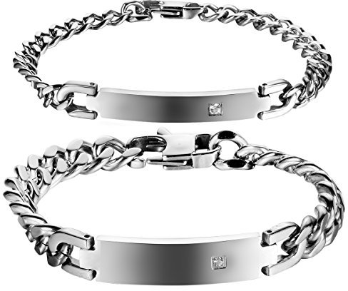 OIDEA Personalisierte Armband mit Wunschgravur, Namen Partnerarmband für Paare Pärchen Lieber Freunde in Silber