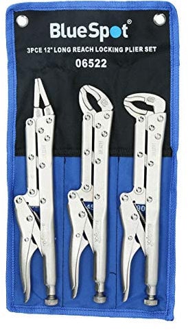 3pc Extra Long Nose 12” Adjustable Locking Pliers Mole Grips Straight 45° 90°