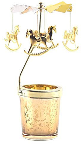 SOLUSTRE Metall Rotierende Kerzenhalter Karussell Kerzen Weihnachten Kerzenhalter Drehen Teelichthalter Karussell Charms Weihnachten Desktop Kamin