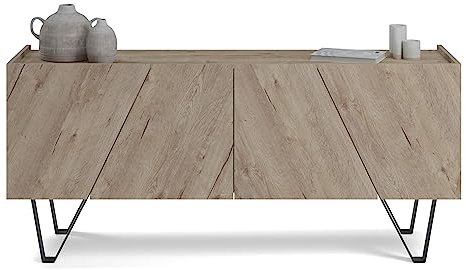 MOBILI FIVER, Emma 4-türiges Sideboard mit schwarzen Beinen, Eiche, Made In Italy