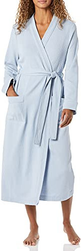 Amazon Essentials Peignoir Long En Tissu Nid D’Abeille Léger (Grandes Tailles Disponibles) Femme, Bleu Grisé, XXL