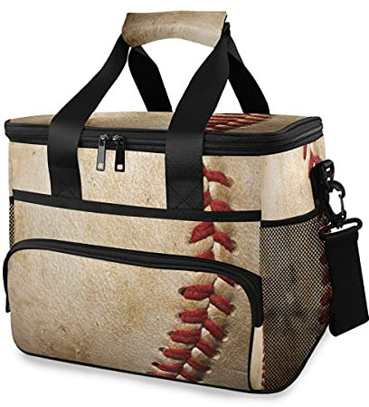 AUUXVA Kühltasche Große Camping Kühltasche Vintage Sport Ball Baseball Mittagessen Kühltasche Isolierte Wasserdichte Lunchbox für Picknick Strand Reisen, Wiederverwendbar Auslaufsicher