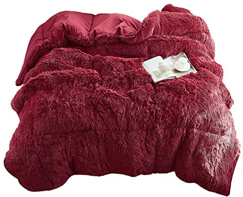 Jenny Sesal Piumone Matrimoniale Invernale Fluffy - Colore BORDEAUX- Trapunta Anallergica traspirante 100% Microfibra by Eco-pelliccia di Pile - avvolgente e caldissima per l’inverno