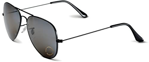 A-VISION Sonnenbrille mit Sehstärke -350 für Kurzsichtigkeit/Myopie I Polarisierte Gläser mit UV shutz I Stylische, schwarze unisex Pilotenbrille I ** Dies sind keine Lesebrille **