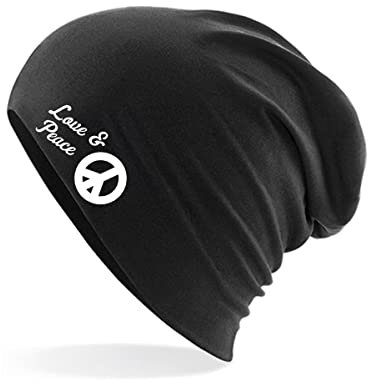 Huuraa Beanie Love & Peace Geschenk Black Love & Peace Präsent