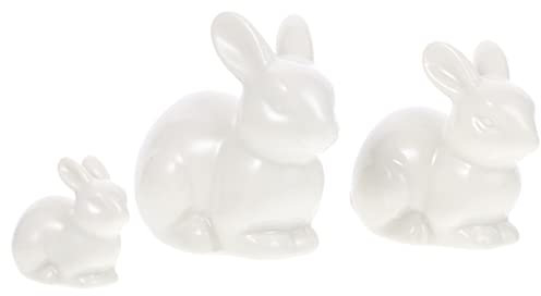 Homoyoyo 3 Stücke Keramik Hasenfiguren Ostern Dekorative Keramik Kaninchen Statue Tier DIY Miniatur Dekorative Landschaft Für Frühling Ostern Tischdekoration
