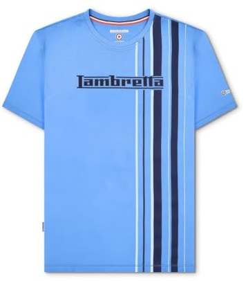 Lambretta Mens Striped Logo Crew Neck T Shirt (Azure Blue) Size 3XL