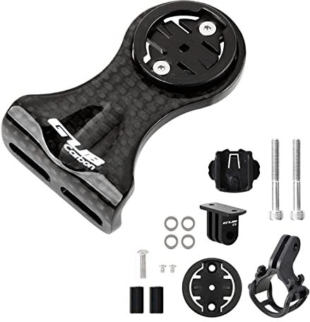 Lixada Bike Computer Mount Holder Out-Front Carbon Fiber for Garmin/Bryton/Cateye with Camera/Smartphone Adapter and Flashlight Holder
