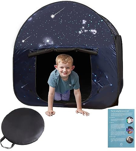 Sinneszelt | Ruhige Ecke für Kinder zum Spielen und Entspannen | Sternenmotiv Sinnesecke | bei Autismus, SPD, Angst | Sensory Tent Star (120 cm) | Sensorik-Zelt Verdunkelung für autistische Kinder