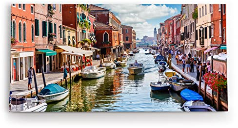 Paul Sinus Wandbild 120x60cm Italien Venedig Boote Altstadt Kanal Sommer