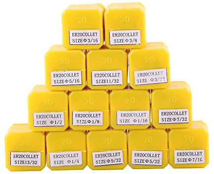 Akozon ER16 & ER20 Collet Set for CNC Engraving Machine & Milling Lathe - 14pcs High Precision Spring Collets - 1/161/2 - Alloy Steel