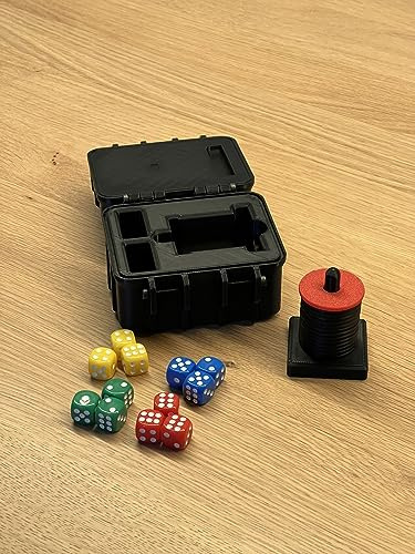 Schockbesteck Set mit Box + Würfel + Becher - Knobelbesteck Schocken Knobeln (Rot, Schockbesteck to go)