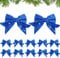 COLOFALLA 12 Stück 12x15cm Weihnachtsschleifen Weihnachten Blau Schleifen Glitzer Weihnachtsbaumschmuck Deko für Weihnachtsbaum Weihnachtskranz Tannenbaum Weihnachtsbaumschleifen (Blau)