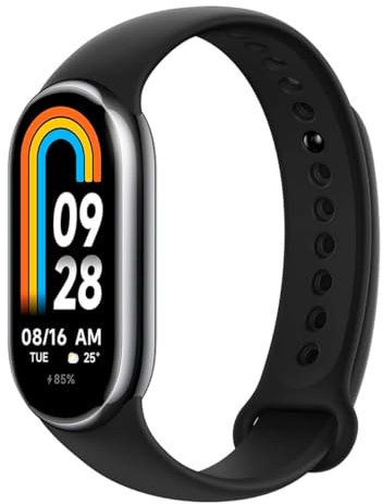 Xiaomi Mi Smart Band 8 - Braccialetto di attività, display AMOLED, monitoraggio della frequenza cardiaca, 190 mAh, 150+ modalità sportive, fino a 16 giorni di autonomia, nero