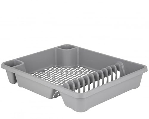 Aurora – High-Grade Large Plastic Dish Drainer and Cutlery Rack (Cool Grey)