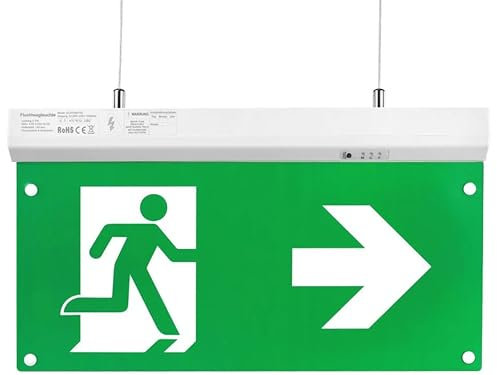 ENOVALITE LED Fluchtwegleuchte 4in1 Notleuchte mit Akku und Test-Funktion - Dauerbetrieb - Wandmontage Deckenmontage - Rettungsweg Notausgang Notfall EXIT