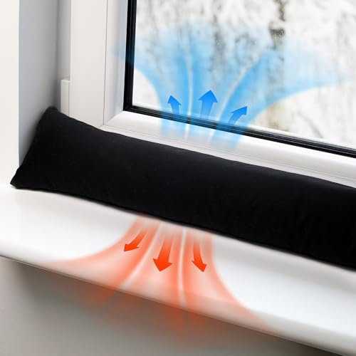 Totsy Baby Zugluftstopper für Türen und Fenster Stopper Türdichtung 100 cm Seitenschläferkissen Umrandung oder Tür Luftzugstopper Schalldämmung Windstopper Türluftstopper Baumwolle Oeko-tex Schwarz B