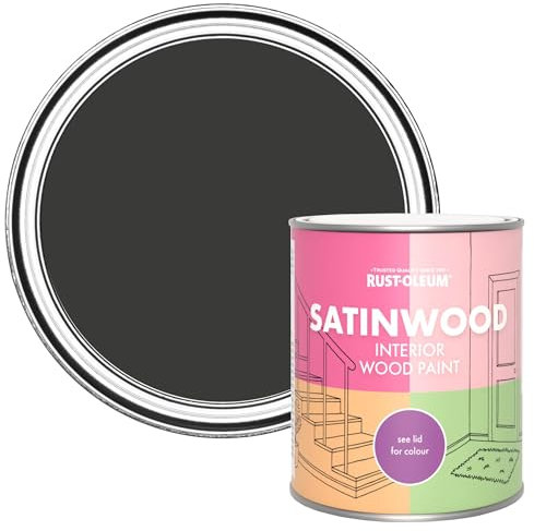 Rust-Oleum Black Satinwood Interior Wood Paint - Dark Magic 750ml
