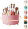 360° Rotating Makeup Organiser, Make Up Brush Holder with 5 Compartments, Desk Storage Container for Bedroom Dressing Table Cosmetics Organizer, Office Stationery Storage, Desktop Pen Holders (Pink)