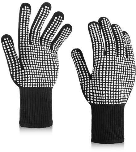 COMNICO 2 Pcs Heat Resistant Gloves with Silicone Bumps Professional Heat Proof Glove Mitts Sublimation Gloves for Hair Styling Curling Iron Wand Flat Iron