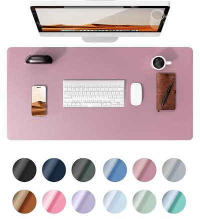 YSAGi Schreibtischunterlage 90x43cm, Premium Leder Mauspad XXL, Rutschfeste Tischunterlage Schreibunterlage, Multifunktionales Office Mousepad Schreibtisch Zubehör für Büro & Homeoffice (Mauve)