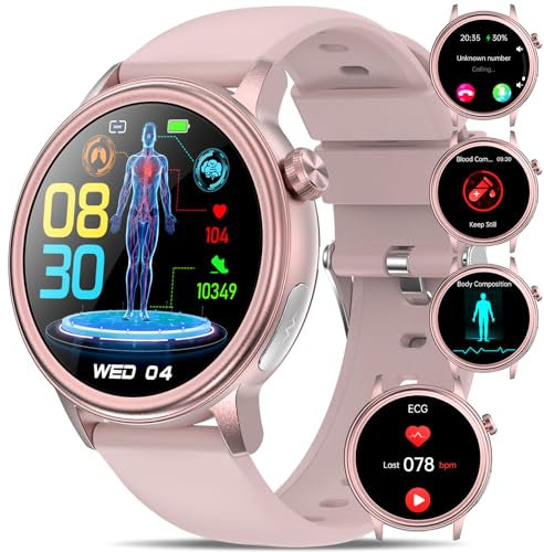 YYKY Montre Connectée 𝐠𝐥𝐲𝐜é𝐦𝐢𝐞 Femme Homme avec ECG+HRV/Acide Urique/Lipides/BMI, 1.39 HD Smart Watch avec Appel Bluetooth, Pression Artérielle, Appel d'urgence SOS, pour Android iOS