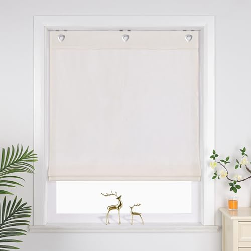 Joyswahl Raffrollo mit Ösen Uni Raffgardinen Wohnzimmer Fenster Vorhänge mit Haken Bändchenrollo »Alwine« Blickdicht BxH 120x140cm Beige 1er Pack