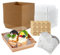 WATUNID 50 Pack Paper Charcuterie Boxes with Clear Lids, 5 Square Disposable Food Containers with 50PCS Greaseproof Paper and 60 Stickers, To Go Dessert Boxes for Sandwich Cookie Bento Cake Slice