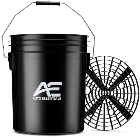 Auto Essentials Car Wash Bucket, 16L Detailing Valeting Rinse Bucket with Grit Guard, Black