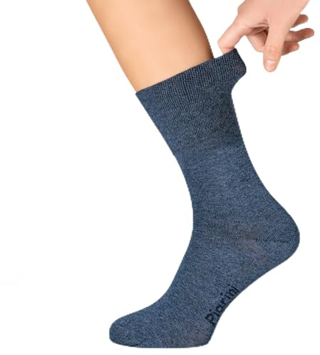 Piarini 3 Paar Diabetikersocken Herren ohne Gummibund - Ohne Naht, Venenfreundlich aus 97% Baumwolle - Socken extra weit mit weitem Bund