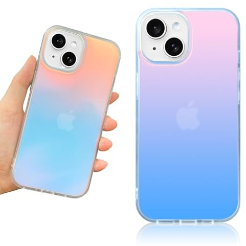 RIERBUBU Compatible with iPhone 13 Case, Iridescent Phone Case Color Gradient Effect Slim Hard Protective Cover Anti-Scratch Shockproof Case for iPhone 13