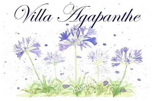 Placa de casa con Agapanthe y texto personalizado a elegir – Placa de 20 x 30 cm