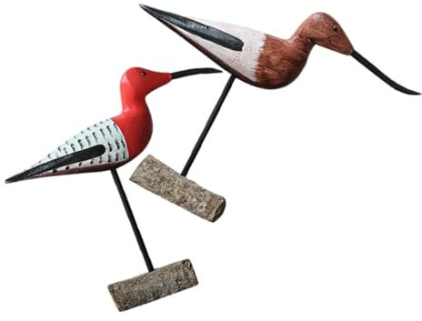 Garneck Rustikale Holzfigur Langgeschnäbelter Seevogel Handbemalt Nordische Tischdekoration Maritimes Ozean Deko Satz Für Garten Und Wohnzimmer